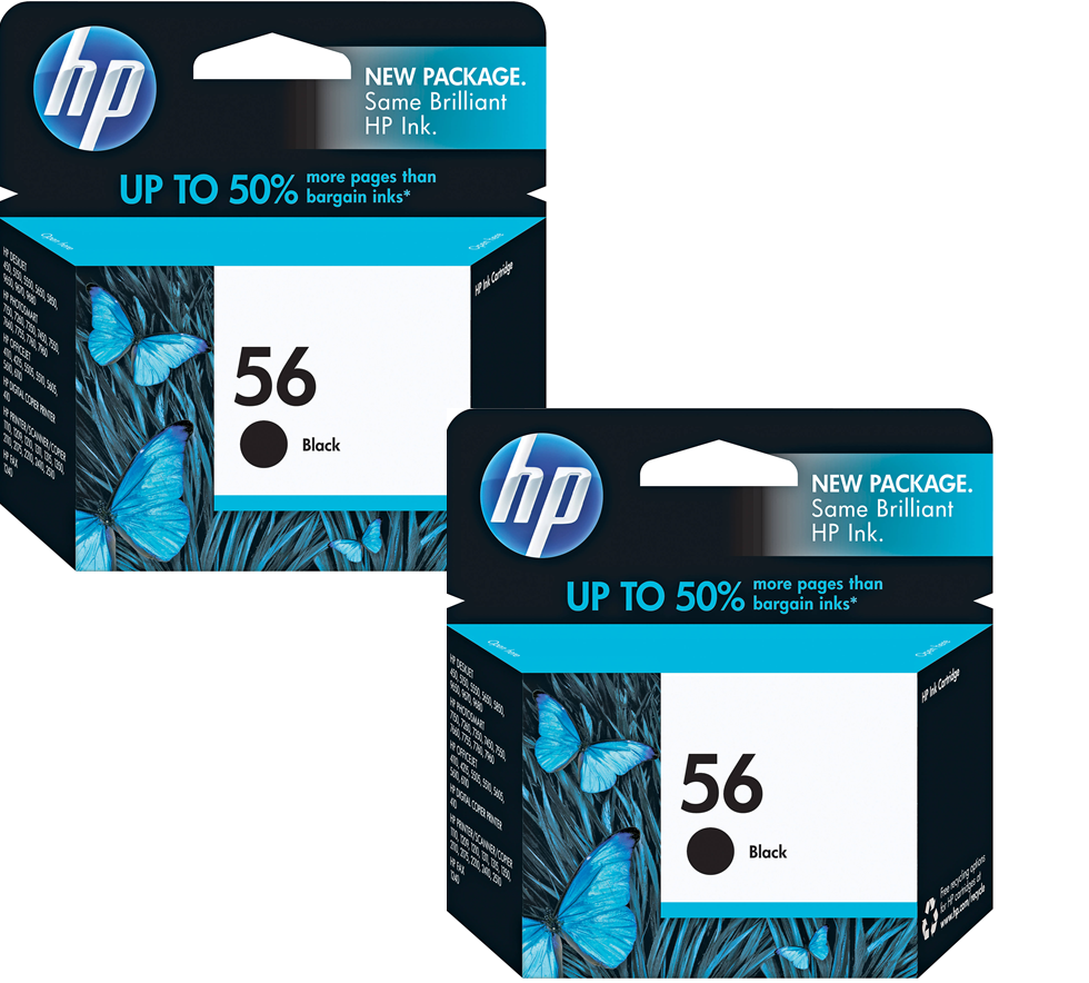 New, Pre-Owned - HP 56 (C6656AN) Black 2PK Ink Cartridges