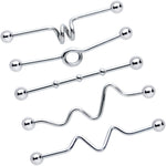 14G Loops Waves Industrial Project Bar 40mm Set of 5