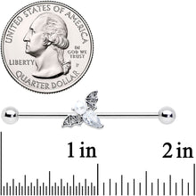 14G Clear Gem Offset Bat Halloween Industrial Barbell 38mm
