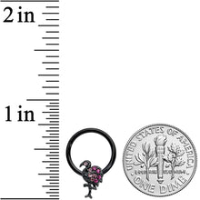 16G 3/8 Pink Gem Black Fashion Flamingo Hinged Segment Ring