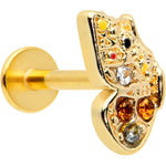 16G 5/16 Orange Gem Gold Tone Baroque Butterfly Labret Monroe Tragus