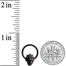 16G 3/8 Clear Red Gem Black Skull Halloween Hinged Segment Ring