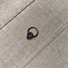 16G 3/8 Clear Red Gem Black Skull Halloween Hinged Segment Ring