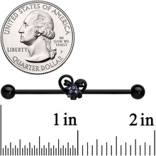14G Purple Gem Black Skull Bow Heart Industrial Barbell 38mm