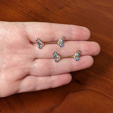 14G 9/16 Clear Blue Gem Rosy Tone Butterfly Wing Nipple Ring Set