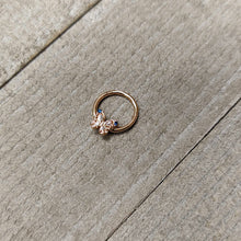 16G 3/8 Blue Gem Rose Gold Tone Butterfly Hinged Segment Ring