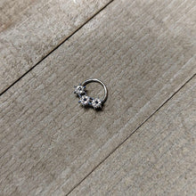 16G 3/8 Clear Blue Gem Festive Trio Snowflake Hinged Segment Ring
