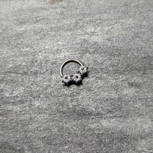 16G 3/8 Clear Blue Gem Festive Trio Snowflake Hinged Segment Ring