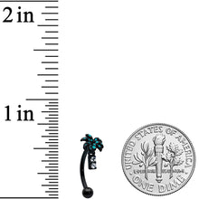 16G 5/16 Black Night Palm Tree Dangle Curved Eyebrow Ring