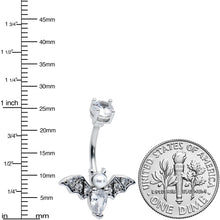 Clear Gem Vampire Bat Halloween Belly Ring