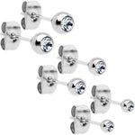 3mm 4mm 5mm Aurora Gem Ball 316L Stainless Steel Stud Earrings 3 Pack