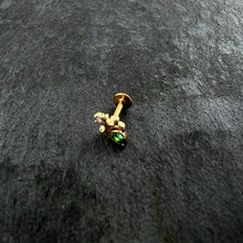 16G 1/4 Green Gem Gold Tone Shades of Spring Labret