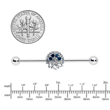 14G Blue Gem Abstract Arch Industrial Barbell 38mm