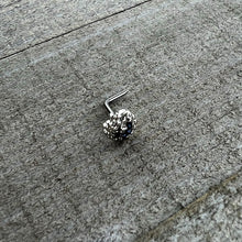 20G 7mm Blue Clear Gem Abstract Arch L Shape Nose Ring