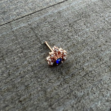20G 1/4 Blue Clear Gem Rose Gold Tone Glamour Flare Nose Bone