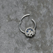 16G 3/8 Clear Blue Gem Abstract Arch Hinged Segment Ring