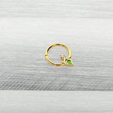16G 3/8 Green Gem Gold Tone Shades of Spring Hinged Segment Ring