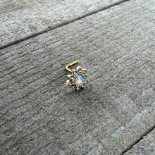 20G 7mm White Faux Opal Gold Tone Heart Sun L Shape Nose Ring