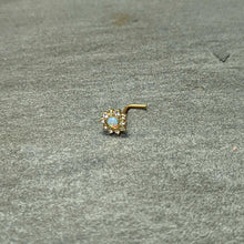 20G 7mm White Faux Opal Gold Tone Heart Sun L Shape Nose Ring