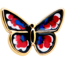 16G 5/16 Gold Tone Red White Blue Butterfly Labret Monroe Tragus
