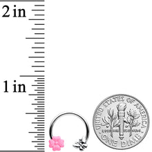 16G 3/8 Butterfly Pink Flower Horseshoe Circular Barbell