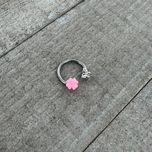 16G 3/8 Butterfly Pink Flower Horseshoe Circular Barbell