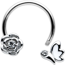 16G 3/8 Clear Gem White Butterfly Flower Horseshoe Circular Barbell