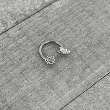 16G 3/8 Pink Butterfly Pink Gem Flower Horseshoe Circular Barbell