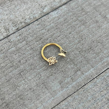 16G 3/8 Gold Tone Butterfly Lotus Flower Horseshoe Circular Barbell