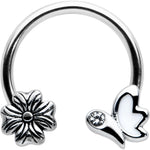 16G 3/8 Clear Gem White Butterfly Square Flower Horseshoe
