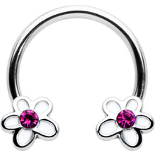 16G 3/8 Pink Gem Daisy Flowers Horseshoe Circular Barbell
