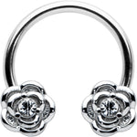 16G 3/8 Textured Blooming Flowers Horseshoe Circular Barbell