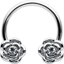 16G 3/8 Textured Blooming Flowers Horseshoe Circular Barbell