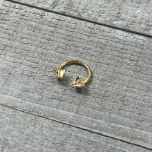 16G 3/8 Gold Tone Burnished Butterflies Horseshoe Circular Barbell