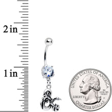 Officially Licensed Dungeons & Dragons Clear CZ Gem Dangle Belly Ring