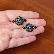 14G 9/16 Purple Gem Black Regal Crown Heart Nipple Shield Set