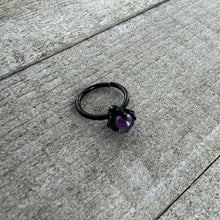 16G 3/8 Purple Amethyst Black Claw Hand Hinged Segment Ring