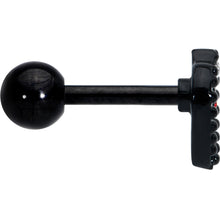 16G 1/4 Red Clear Gem Black Heart Key Cartilage Tragus Earring