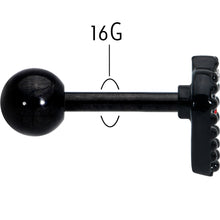 16G 1/4 Red Clear Gem Black Heart Key Cartilage Tragus Earring