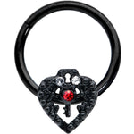 16G 3/8 Red Clear Gem Black Key Heart Hinged Segment Ring