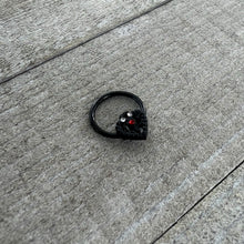 16G 3/8 Red Clear Gem Black Key Heart Hinged Segment Ring