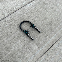 16G 3/8 Clear Gem Black Night Palm Tree Dangle Horseshoe
