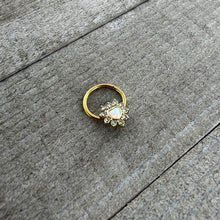 16G 3/8 White Faux Opal Gold Tone Sun Heart Hinged Segment Ring