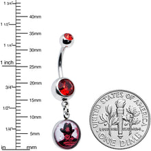 Licensed Nightmare On Elm Street Red Gem Freddy Dangle Belly Ring