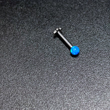 16G 5/16 Blue Synthetic Opal Titanium Threadless Flower Labret