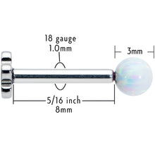 16G 5/16 White Synthetic Opal Titanium Threadless Flower Labret