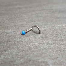 18G 1/4 Blue Synth Opal G23 Titanium Threadless Left Nose Screw