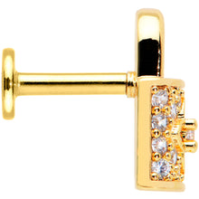 16G 1/4 Clear CZ Gem Gold Tone Lock It Up Labret