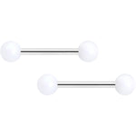 14G 9/16 Matte White Aurora Barbell Nipple Ring Set