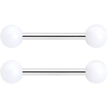 14G 9/16 Matte White Aurora Barbell Nipple Ring Set